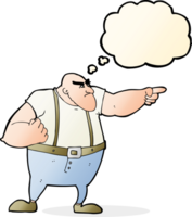 cartoon angry tough guy pointing with thought bubble png