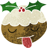 quirky retro illustration style cartoon christmas pudding png