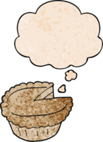 cartoon pie and thought bubble in grunge texture pattern style png
