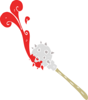 flat color illustration of a cartoon bloody medieval mace png