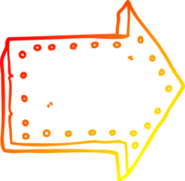 freccia di puntamento del fumetto del disegno della linea a gradiente caldo png