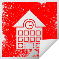 distressed square peeling sticker symbol town house png