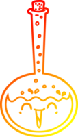 ligne de gradient chaud dessinant une potion chimique de dessin animé png