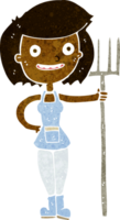 cartoon happy farmer girl png