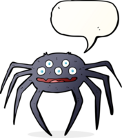 araña de halloween de dibujos animados con burbujas de discurso png