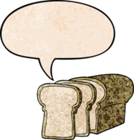 cartoon sliced bread and speech bubble in retro texture style png
