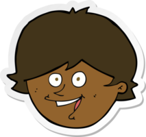 adesivo de um rosto de menino feliz de desenho animado png