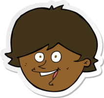 pegatina de una cara de niño feliz de dibujos animados png