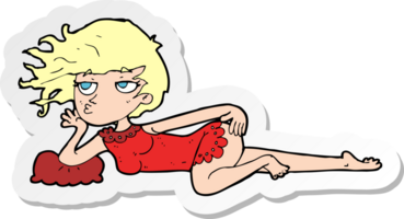 Aufkleber einer Cartoon-Frau in sexy Pose png