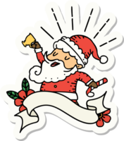 pegatina de estilo tatuaje santa claus personaje navideño celebrando png