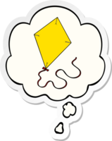 cartoon flying kite and thought bubble as a printed sticker png