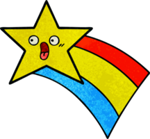 estrella del arco iris fugaz de dibujos animados de textura grunge retro png