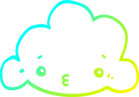 cold gradient line drawing cute cartoon cloud png