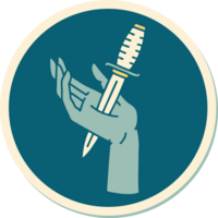 tattoo style sticker of a dagger in the hand png