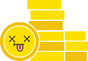 moedas de desenhos animados retrô de cor lisa png