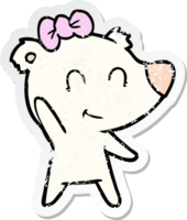 distressed sticker of a female polar bear cartoon png