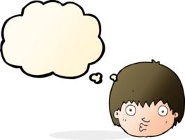 cartoon curious boy with thought bubble png