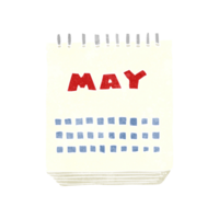 retro cartoon calendar showing month of may png