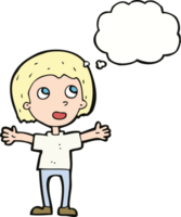 cartoon happy person with thought bubble png