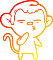 ligne de gradient chaud dessinant un singe suspect de dessin animé png