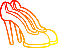 ligne de gradient chaud dessinant des chaussures rouges de dessin animé png