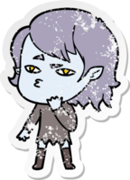 distressed sticker of a cartoon vampire girl png