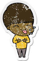 distressed sticker of a funny cartoon boy png