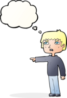 cartoon boy pointing with thought bubble png