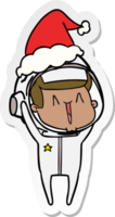 pegatina feliz caricatura de un astronauta con gorro de Papá Noel png