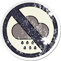 distressed sticker of a cute cartoon storm rain cloud sign png