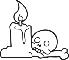 black and white cartoon spooky skull and candle png