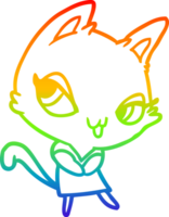 dibujo de línea de gradiente de arco iris linda gata png