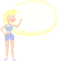 flat color illustration of a cartoon gym woman png