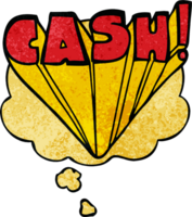 cartoon word cash and thought bubble in grunge texture pattern style png