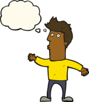 cartoon surprised man with thought bubble png