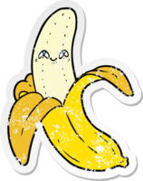 distressed sticker of a cartoon crazy happy banana png