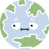 platt färg retro tecknad planet jorden png