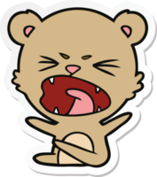 sticker of a angry cartoon bear png