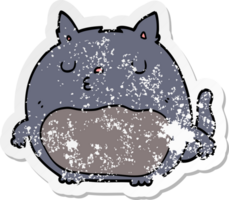 distressed sticker of a cartoon cat png