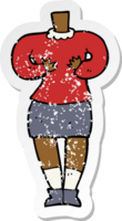 retro distressed sticker of a cartoon female body png