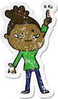 distressed sticker of a cartoon woman png