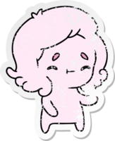 verontruste stickercartoon van een schattig kawaii-spook png