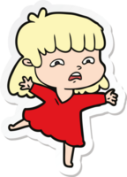 sticker of a cartoon worried woman png