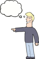 cartoon pointing man with thought bubble png