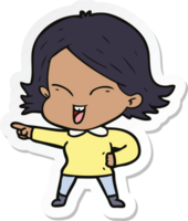 sticker of a happy cartoon girl png