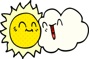 cartoon doodle happy sunshine and cloud png