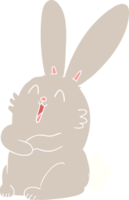conejo de conejito riendo de dibujos animados de estilo de color plano png
