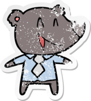 vinheta angustiada de um urso de desenho animado de camisa e gravata png