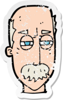 retro distressed sticker of a cartoon annoyed old man png