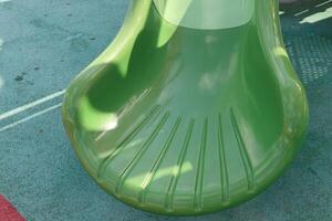 Items for games and sports on the playground in the city park. photo